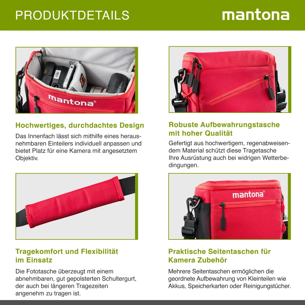 mantona Torba na aparat Irit System, Czerwony, Torba