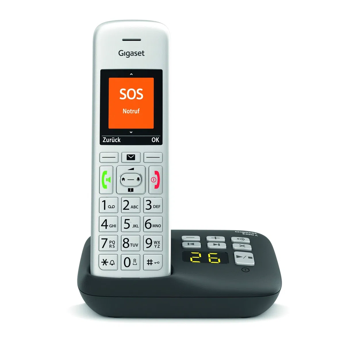 Gigaset E390A cordless phone with answering machine int. - white