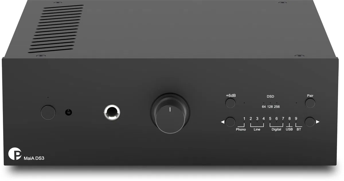Pro-Ject MaiA DS3, wydajny wzmacniacz stereo z Bluetooth 5.0 aptX HD, wyjście słuchawkowe, fono-in, USB (czarny)