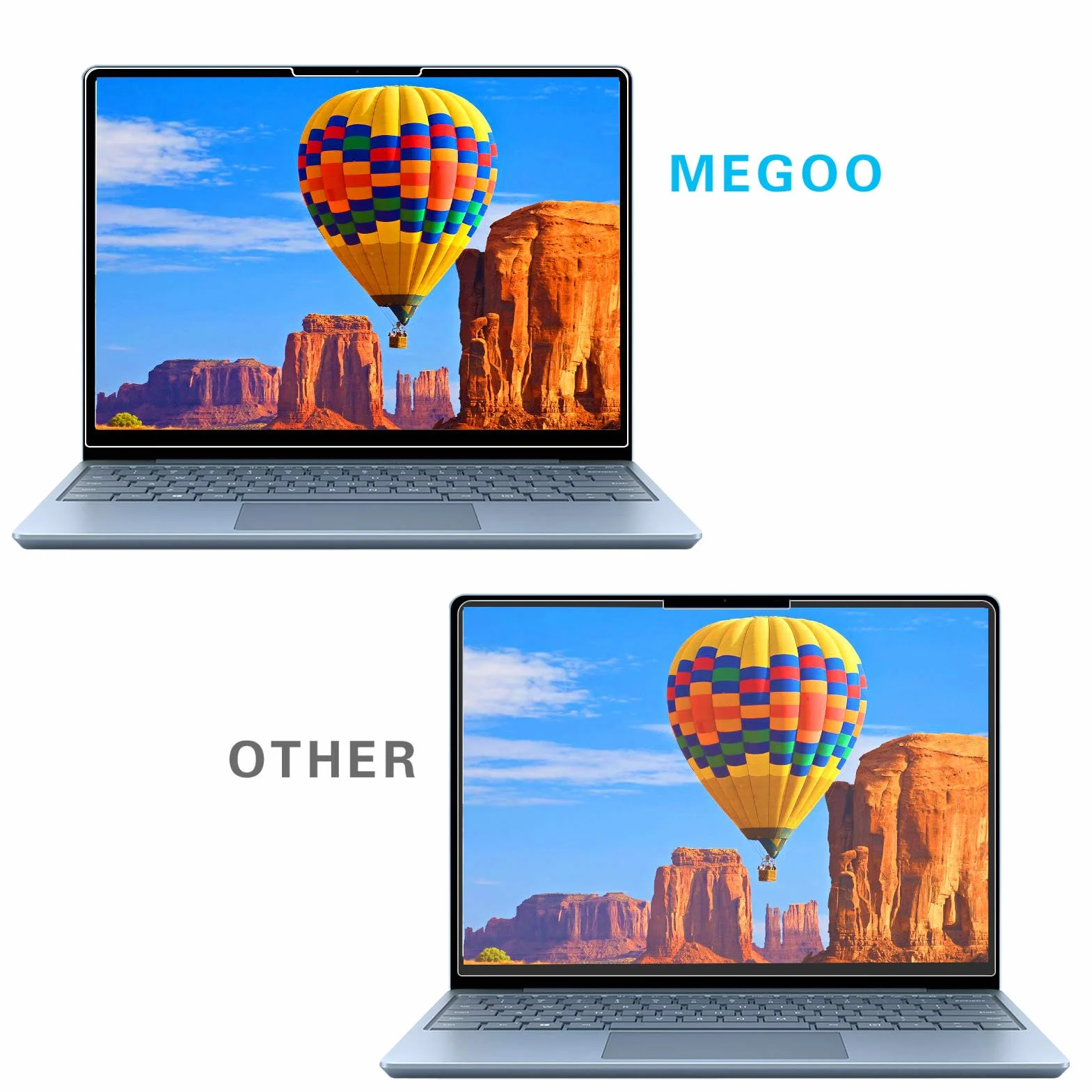 MEGOO [2-pak szklanych ochraniaczy ekranu do Surface Laptop Go 3 31.5 cm z 2023 r., twardość 9H / ultra przezroczyste szkło hartowane, kompatybilne z Microsoft Surface Laptop Go 2/1 (model 2013/1943)