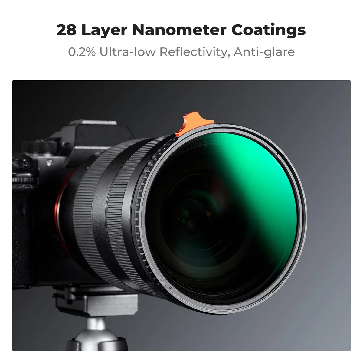K&F CONCEPT Filtr ND 67 mm zmienny filtr szary ND2-400 (1-9 przysłon) | Szkło optyczne z 28-warstwową powłoką nano, obraz HD, odporne na zarysowania, wodoodporne, Nano-Xcel, FN722