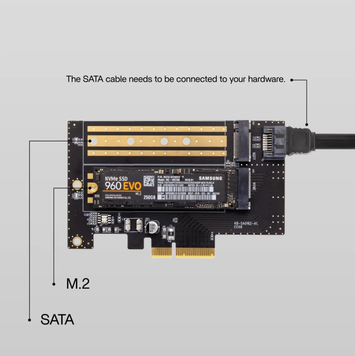 ZimaBoard Karta adaptera Dual M.2 NVME SSD 32 Gb/s M Key PCIe 4.0 x4 do serwera ZimaBoard, komputera stacjonarnego, obsługuje kartę rozszerzeń SATA 6 Gb/s NGFF B Key bez radiatora