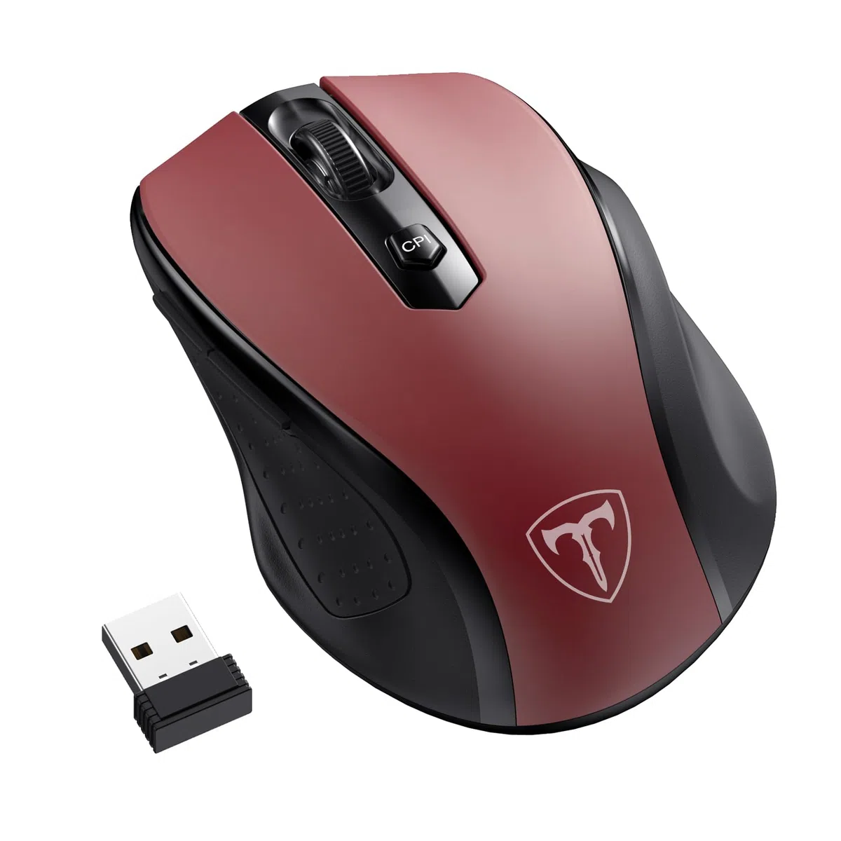 HOTWEEMS Mysz bezprzewodowa, D-09 Mysz komputerowa USB bezprzewodowa mysz do laptopa, uchwyty Ergo, Lightspeed 5-poziomowa 2400 DPI, bateria 16 miesięcy, przenośna do komputera Mac, Chromebook