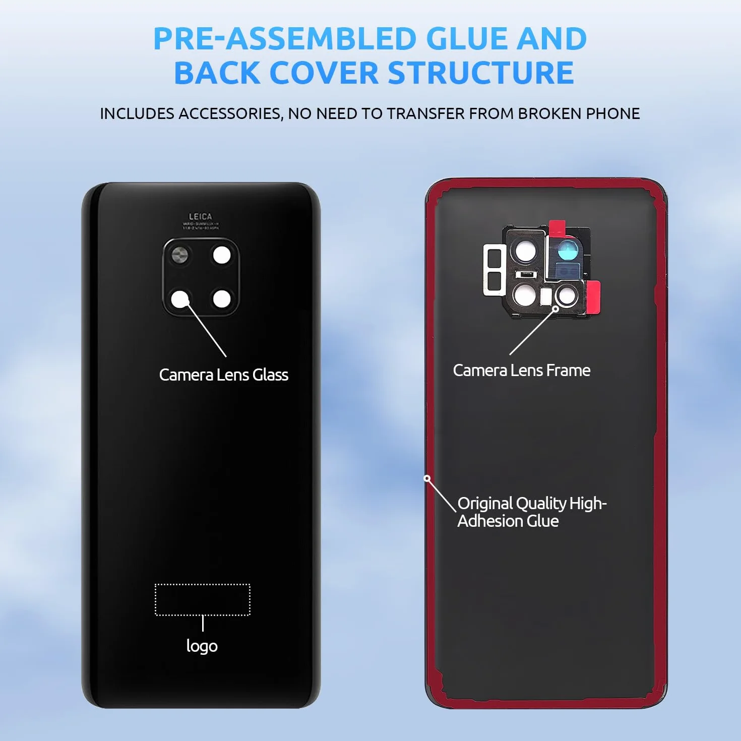 Wymiany Bateria Osłony Tylne osłony,do (Huawei Mate 20 Pro) Oryginalny Tylna pokrywa Pokrywa baterii oryginalna tylna szkło Z zestawem naprawczym tylna obudowa szklana (Aurora)