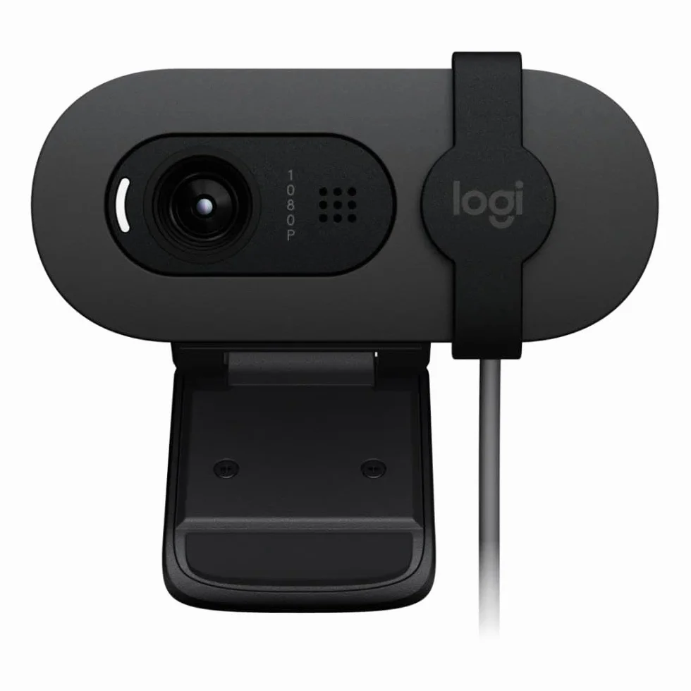 Logitech Brio 105 biznesowa kamera internetowa z Full HD i 1080p, automatyczne wyrównanie oświetlenia, USB-A, maskownica, łatwa konfiguracja, kompatybilna z Windows, macOS, ChromeOS - grafitowa