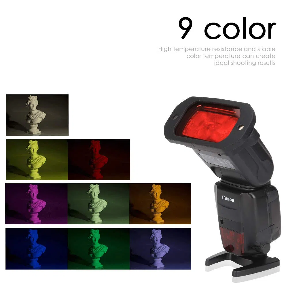 AODELAN Zestaw filtrów żelowych Flash, uniwersalna siatka o strukturze plastra miodu z 8 kolorowymi filtrami świetlnymi Speedlite do aparatu Canon Nikon Sony Godox Yongnuo lampa błyskowa
