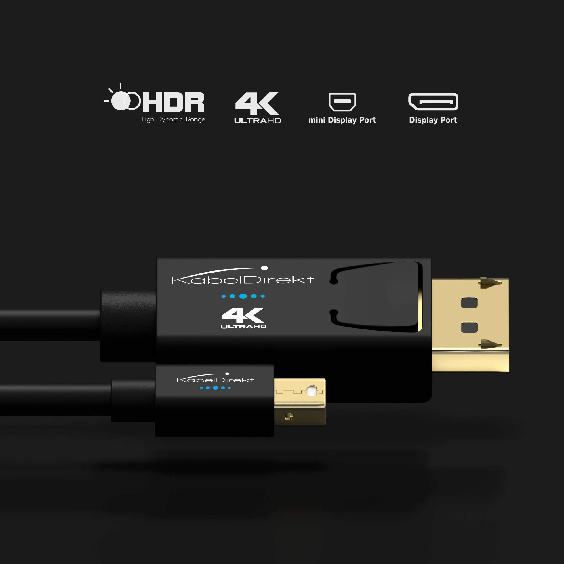 KabelDirekt – Przewód Mini DisplayPort (Thunderbolt) do DisplayPort (Mini-DP/DP) o długości 5m (UHD o rozdzielczości 4K/60Hz, wersja 1.2, do komputerów PC i Mac, czarny)