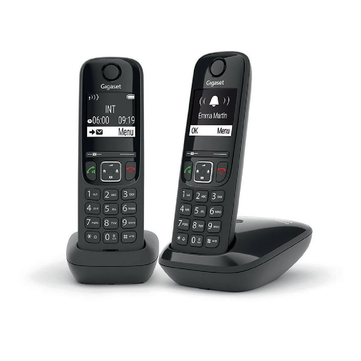 Gigaset AS690 Duo - Bezprzewodowy telefon stacjonarny - 2 słuchawki - Czarny