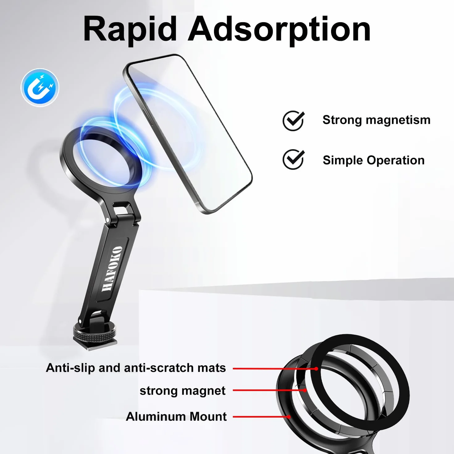 Magnetyczny Zimny But Uchwyt na Telefon, Aluminiowy Gorący But Uchwyt Statywu do Kamera Kompatybilny z iPhone 17-13 Pro Max, Magnetyczny Kamera Adapter z 1/4" Śrubą do DSLR Fotografia Statywowa