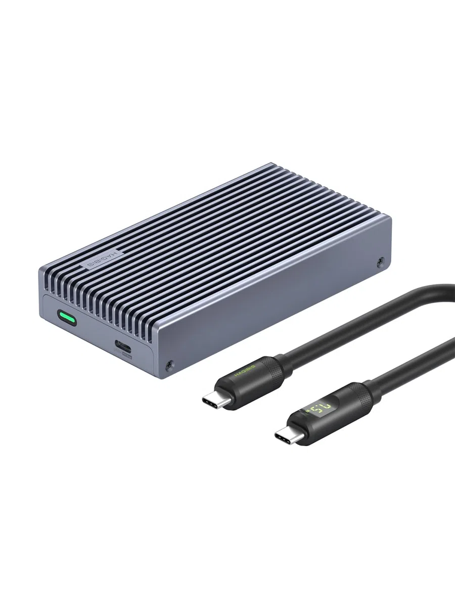 Hagibis Obudowa SSD M.2 NVMe, 40 Gb/s USB4 SSD obudowa z wyświetlaczem LED, kabel PCIe3.0x4 USB4, zewnętrzna obudowa dysku twardego USB C, klucz B&M+M 2230/2242/2260/2280 do Thunderbolt 4/3