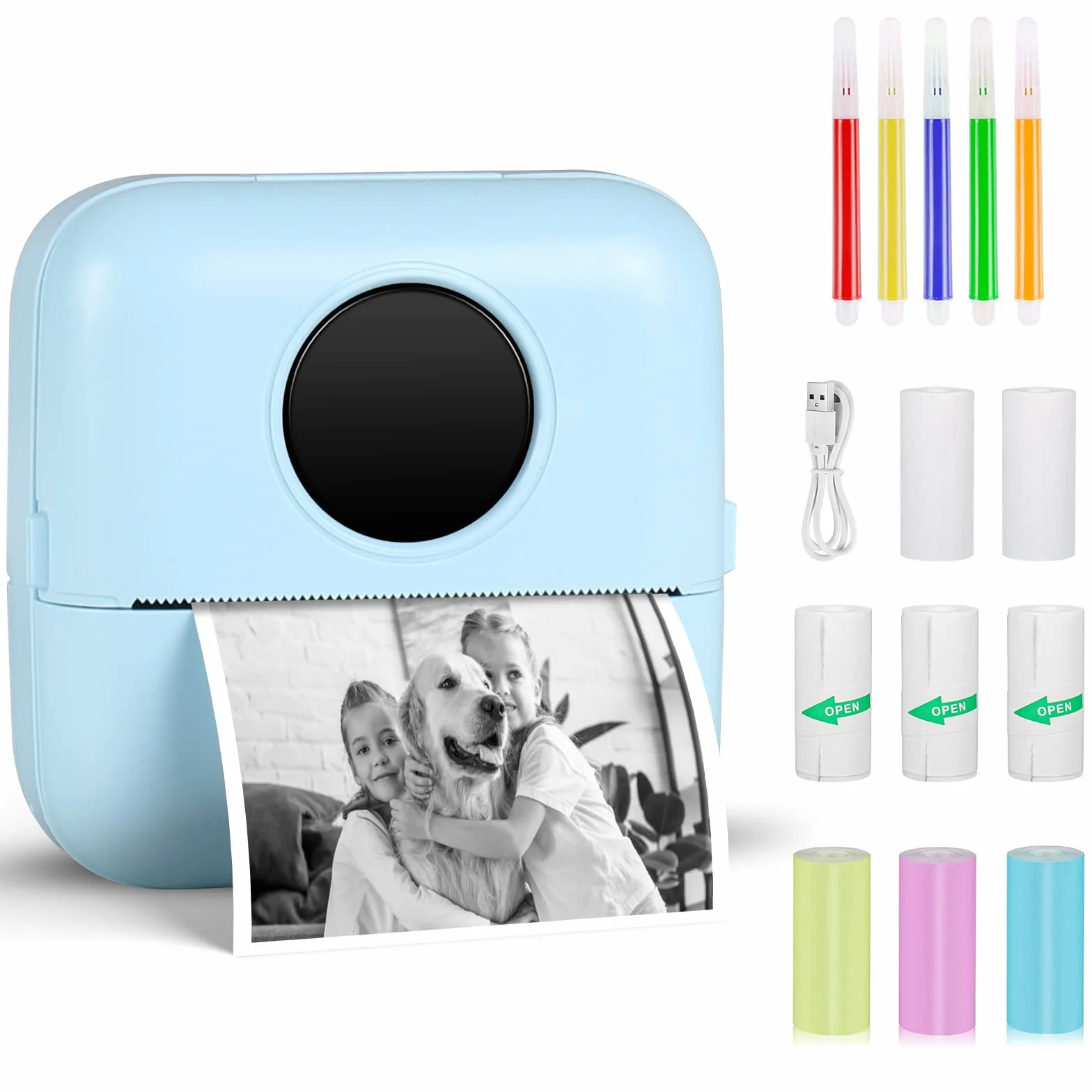 GuKKK Przenośna drukarka fotograficzna, mini bezprzewodowa drukarka fotograficzna, bezprzewodowa drukarka termiczna BT, drukarka do zdjęć, lista etykiet, do zdjęć, odbiór, notatki