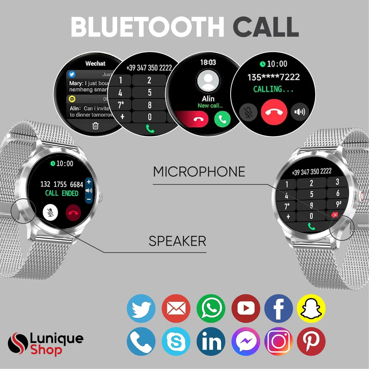 Round 2 Smartwatch damski z funkcją telefonu, asystent głosowy, mały, okrągły, 1,19" SpO2, monitor tętna, monitor ciśnienia krwi, monitor snu, Whatsapp, zegarek damski z systemem