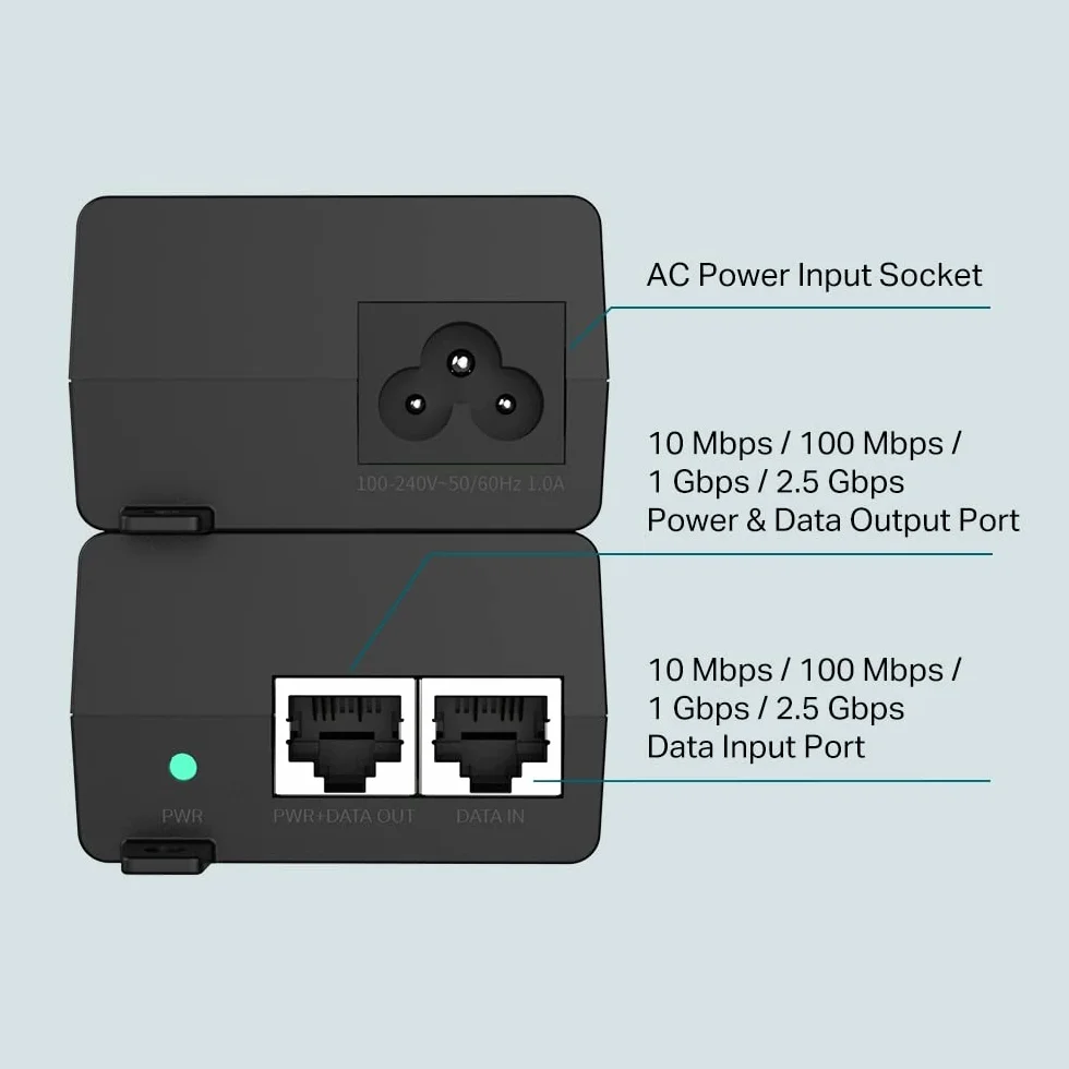 TP-Link TL-POE260S | 2.5G PoE+ Injector | Plug & Play | Do 30 W | Montaż na biurku/ścianie