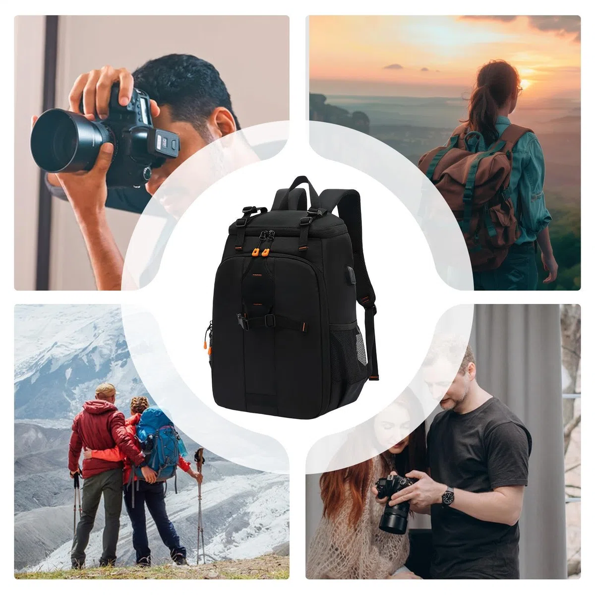 Fotograficzny plecak Wielofunkcyjny Plecak z Przegrodą na Laptop | Etui na Aparat Cyfrowy Dla Kobiet i Mężczyzn, na Wędrówki, Fotografię, Outdoor, Przygody, Drona, Pracę,