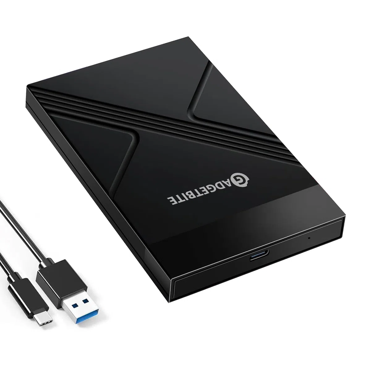 Gadgetbite Obudowa SSD, beznarzędziowa obudowa zewnętrznego dysku twardego z szybką prędkością transferu do 5 Gb/s i pojemności do 4 Tb z 2,5 SATA SSD/HDD (czarna, USB do typu C)