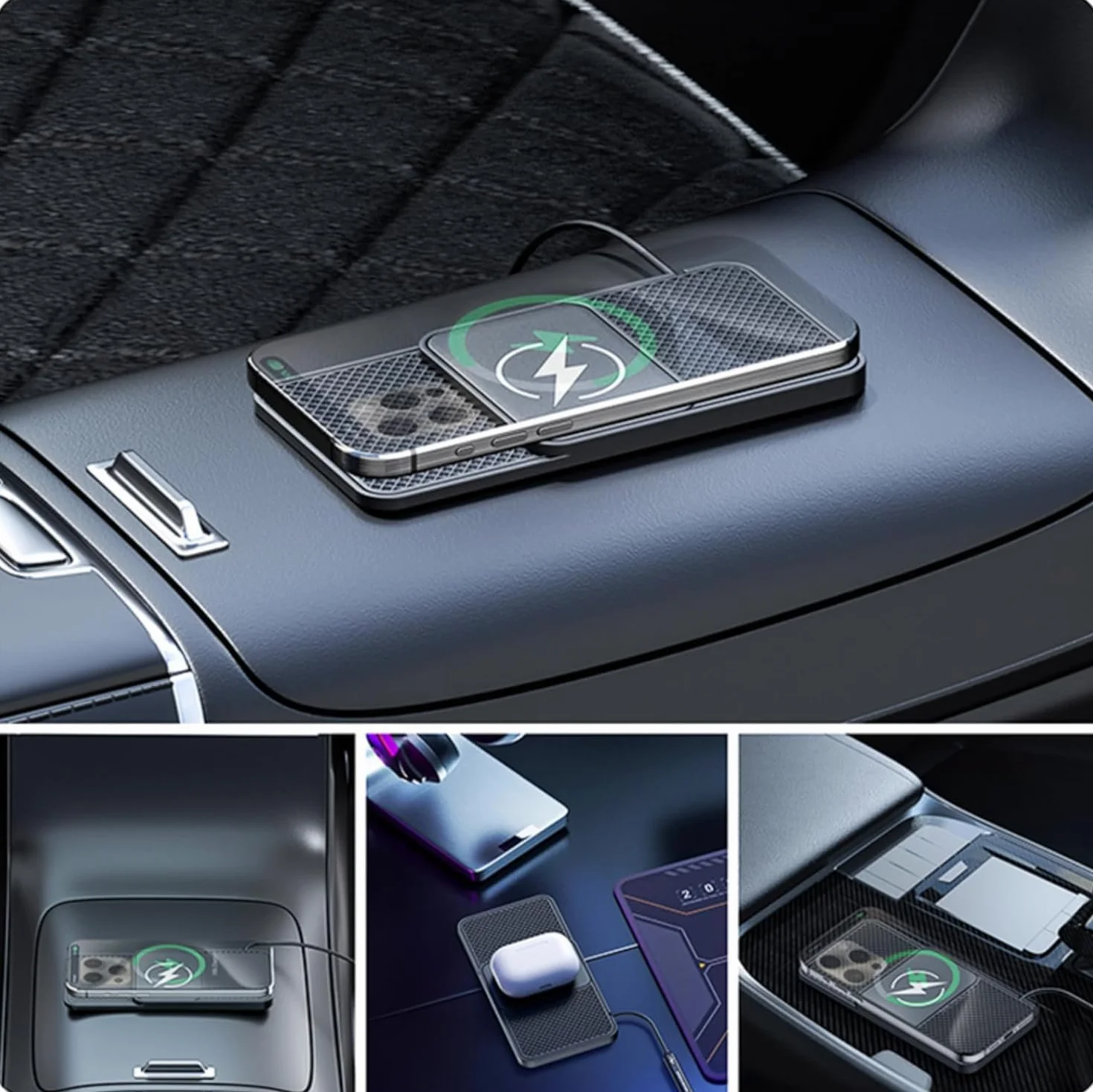 Bezprzewodowa mata do ładowania samochodu do Mercedes Benz Mercedes-EQ EQB 250 300 350, 20 W szybka ładowarka, typ C/USB, ładowarka na deskę rozdzielczą antypoślizgowa mata do ładowania, do deski