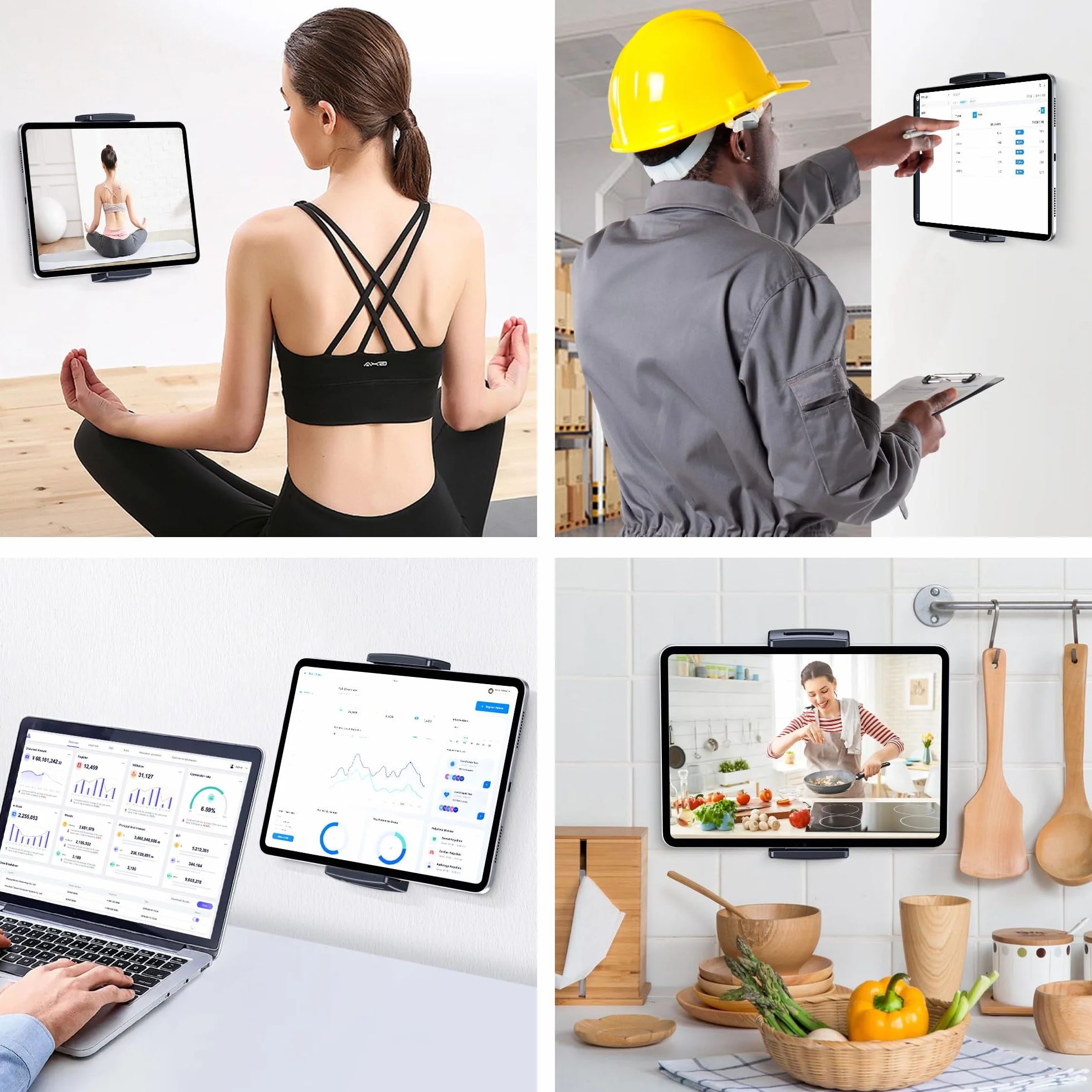 CreaDream Uchwyt ścienny na tablet, regulacja 360° do uchwytu ściennego iPada, stojak z metalową podstawą, kompatybilny z iPad Pro, Mini, Air, telefonami, wszystkimi urządzeniami 4,7-13"