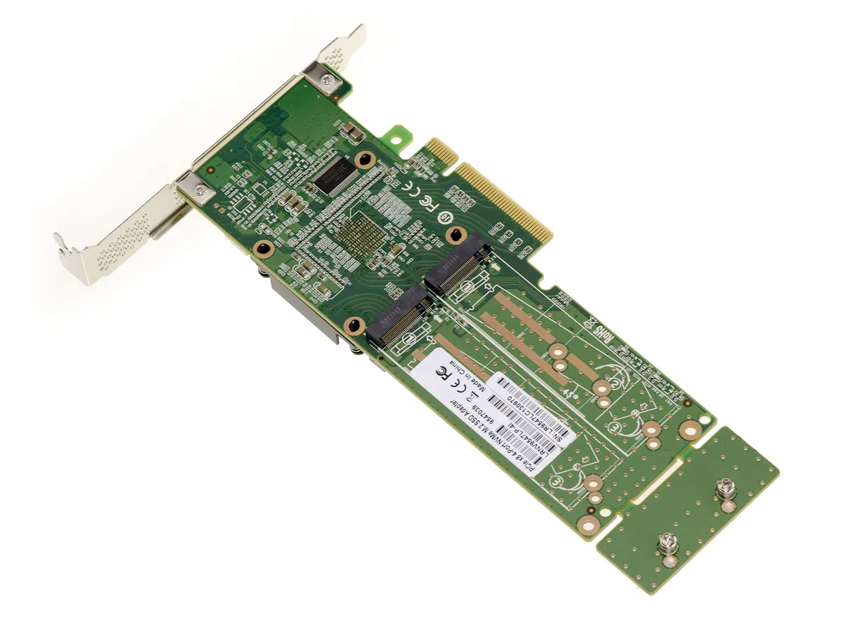 KALEA-INFORMATIQUE Karta kontrolera M2 PCIe 3.0 x8 dla 4 dysków SSD M.2 NVMe M Key. Chipset PLX PEX 8747
