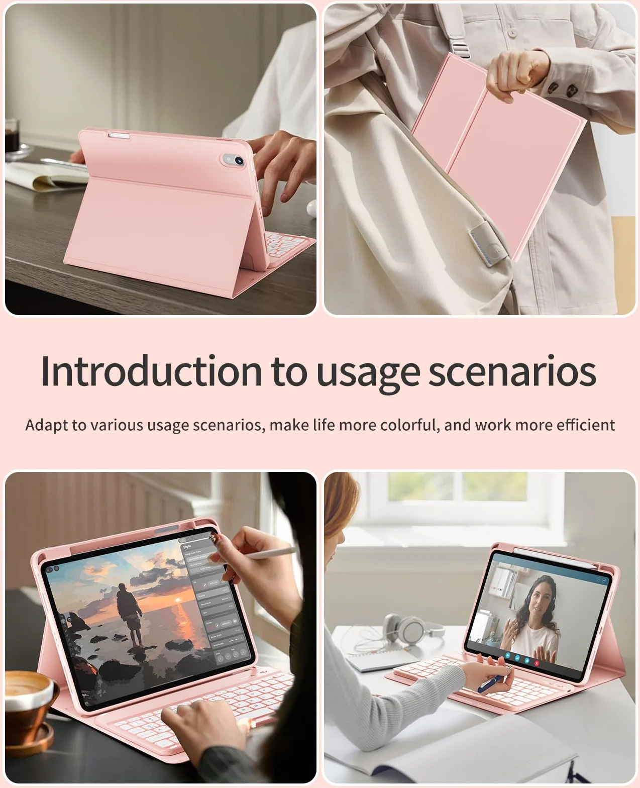 JKSML Etui na klawiaturę do iPad Air 11 cali M3/M2 (2025/2024) i iPad Air 5./4. generacji (2022/2020) 10,9 cala | tylna obudowa z TPU z uchwytem na rysik | zdejmowana klawiatura Bluetooth QWERTZ