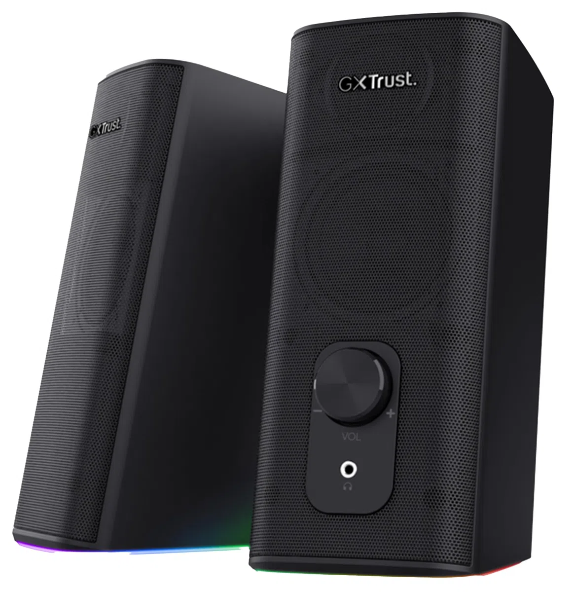 Trust Gaming GXT 612 Cetic głośnik Bluetooth 2.0, głośnik PC z oświetleniem RGB LED, 18 W (10 W RMS), 76% tworzywo sztuczne pochodzące z recyklingu, zasilanie USB, zestaw głośników, PC, laptopa, kolor