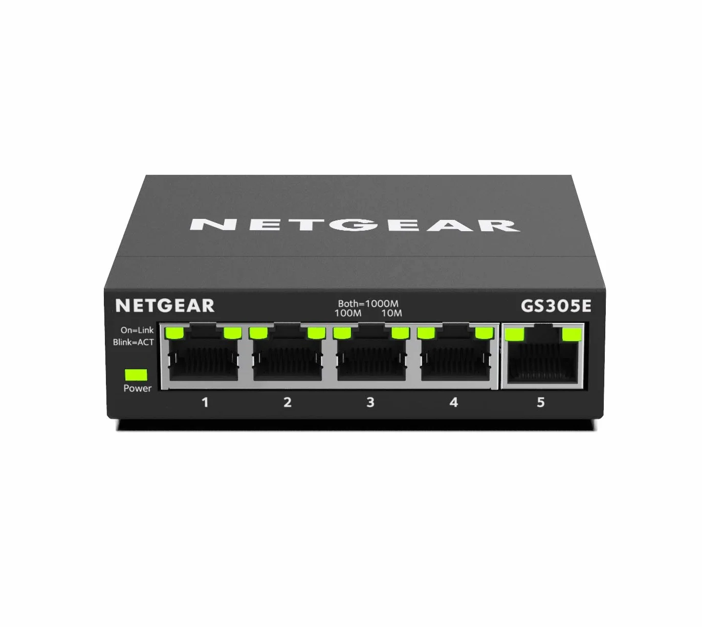 NETGEAR Przełącznik zarządzalny GS305E 5-portowy Gigabit Ethernet LAN Plus (Plug-and-Play, zarządzalny, IGMP Snooping, QoS, VLAN, bez wentylatora, solidna metalowa obudowa), czarny