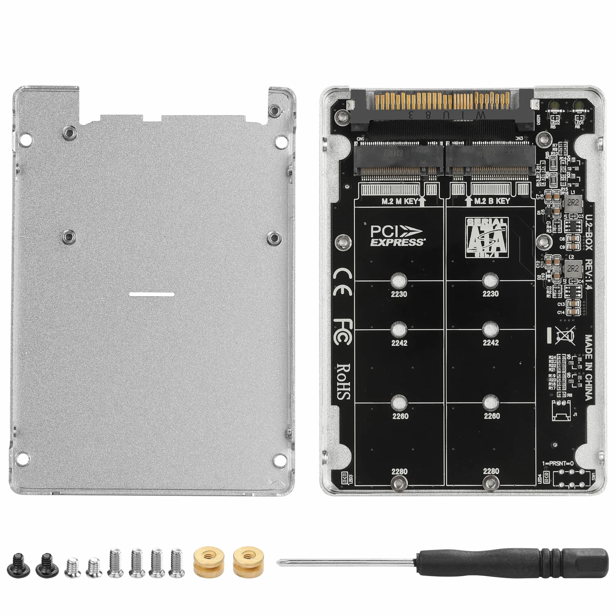 GINTOOYUN Karta adaptera 2 w 1 M.2 NVMe/NGFF do U.2 - klucz M/M.2 SATA NGFF do U.2(SFF-8639) SSD Box