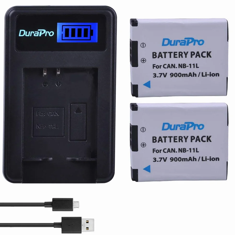 DuraPro NB-11L akumulator litowo-jonowy 2-pak z ładowarką USB LCD do Canon PowerShot ELPH IXUS