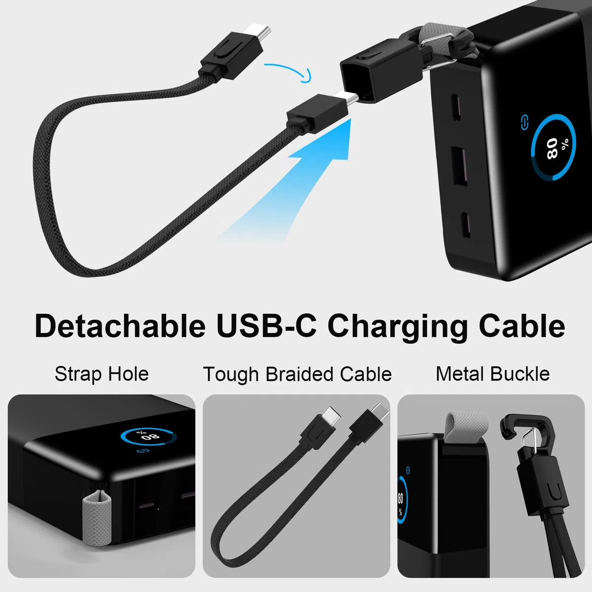 NOBIS Power Bank 187W 25000mAh Przenośna Ładowarka Z Dołączonym Kable USB-C | Szybkie zewnętrzne akumulatory z wyświetlaczem cyfrowym, Sterowaniem Aplikacją, dla iPhone, MacBook, Samsung Galaxy