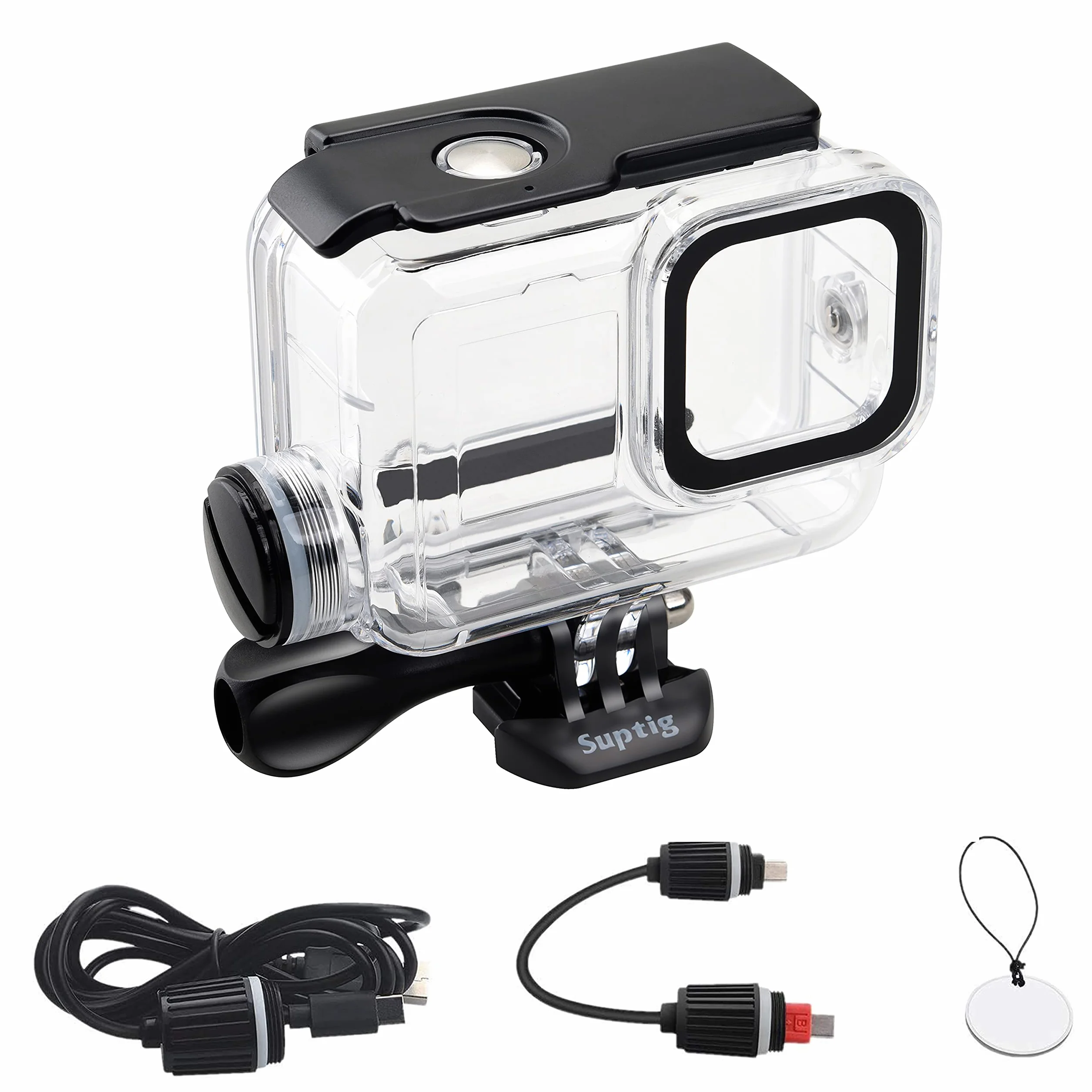 Suptig Wodoodporna obudowa wodoodporna obudowa etui nurkowe etui ładujące kompatybilne z Gopro Hero 11 Hero 10 Hero 9 czarne wodoodporne 400 m