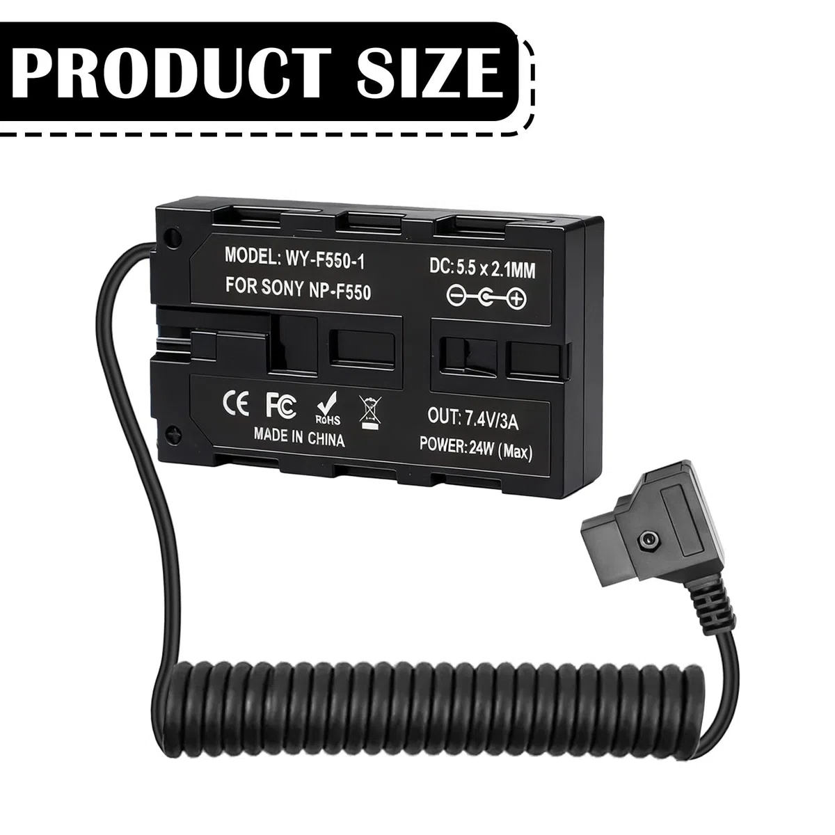 D-Tap NP-F550 spiralny kabel zasilający do NP-F970/F750/F550, złącze DC, adapter sieciowy, kabel do aparatu, monitora, bezprzewodowe filmy LED, zasilacz ciągły