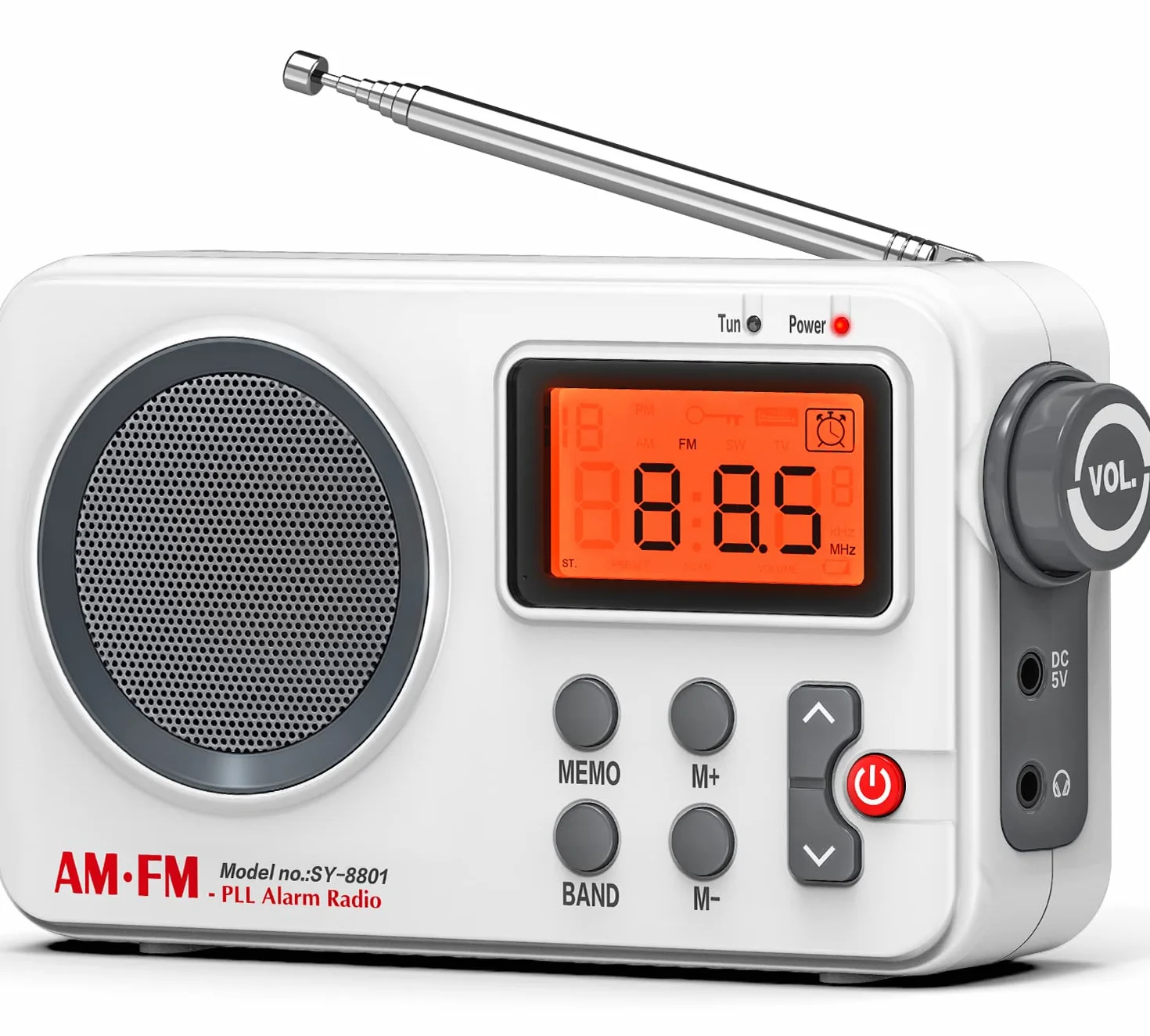 Tendak Radio FM/AM z Odbiornikiem Światowym - Duży Wyświetlacz, Funkcja Pomiaru Czasu, Budzik, Zasilanie USB/Baterie