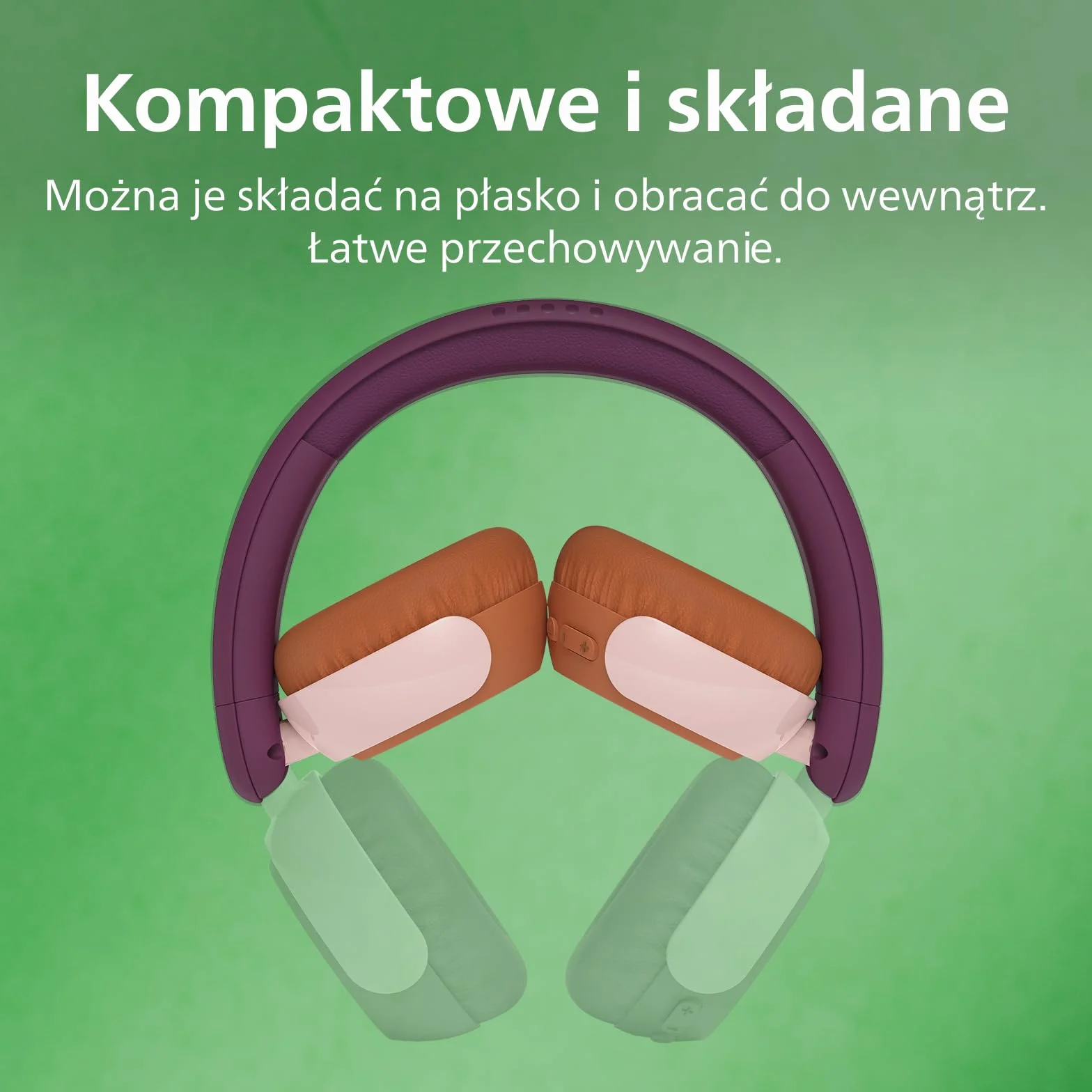 Philips TAK4200CT Bezprzewodowe składane słuchawki nauszne dla dzieci ograniczona głośność udostępnianie dźwięku Magenta Fioletowy