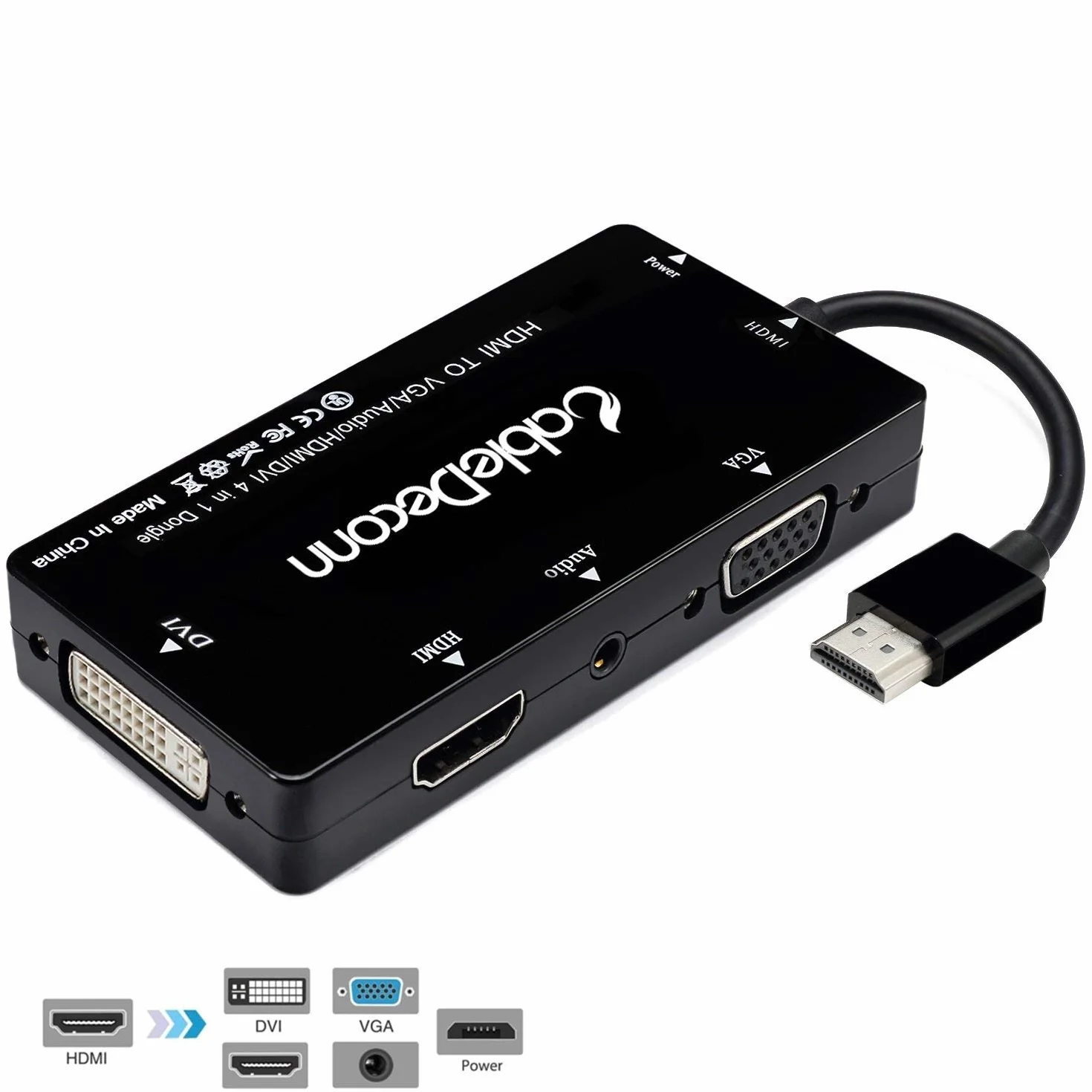 HDMI na VGA DVI HDMI z audio 3,5 mm konwerter micro USB kabel adapter do laptopów HDMI komputerów itp. Łączenie jednocześnie, czarny