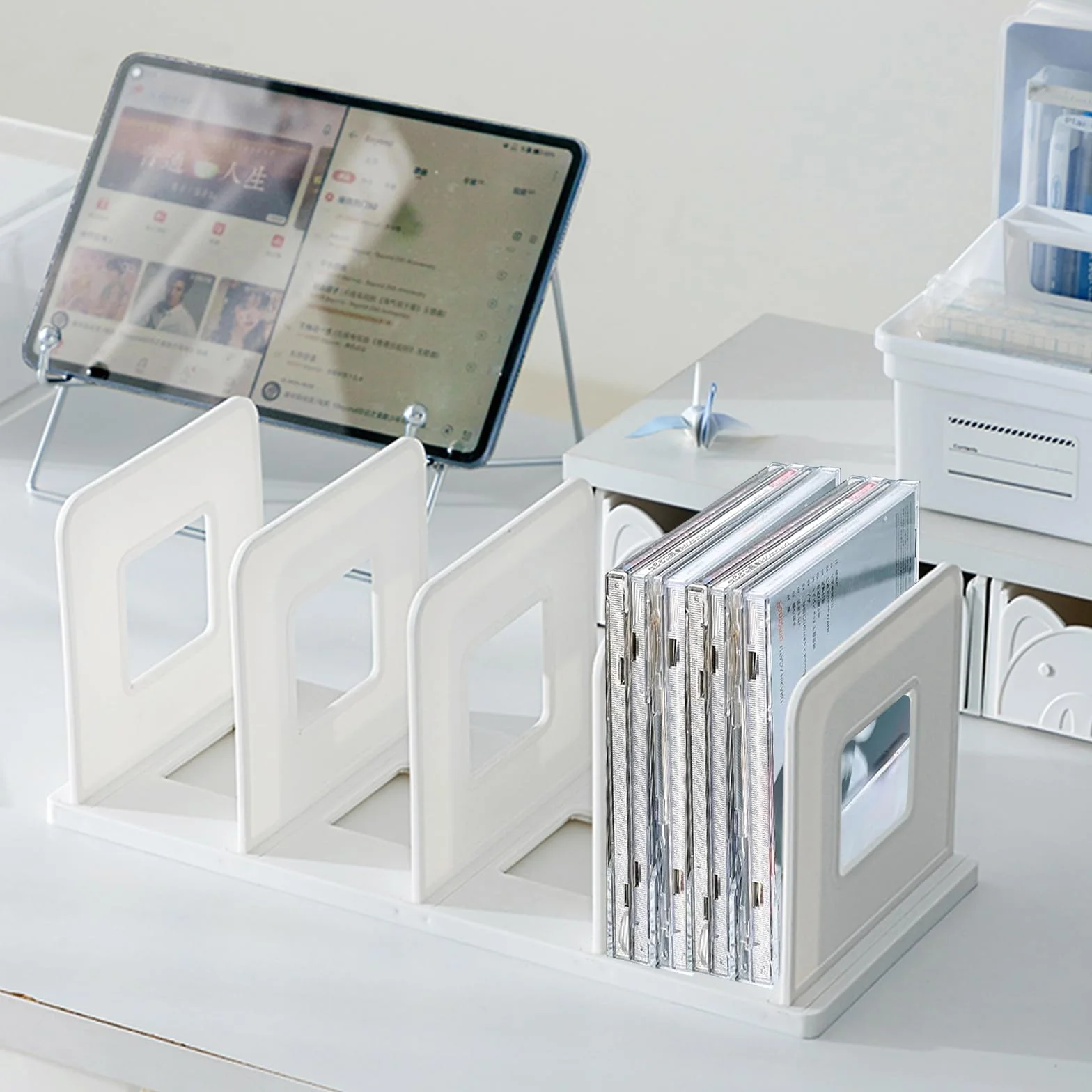 Stojak na płyta CD, DVD, organizator na płyty CD, tworzywo sztuczne, 35 x 15 x 14,5 cm