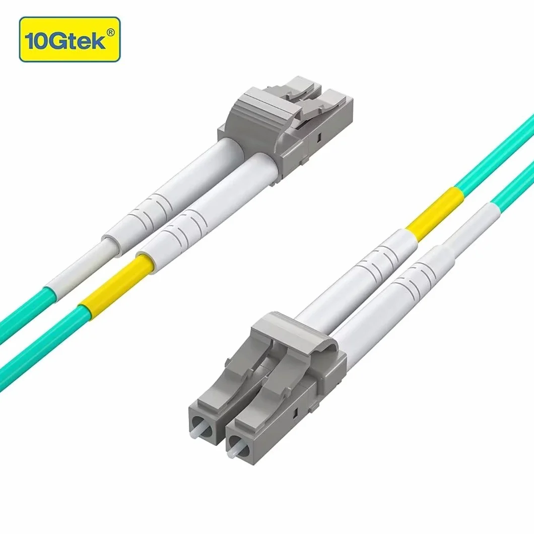 [4 Pack] Fiber Patch Cable - LC to LC OM3 10Gb/Gigabit Multi-Mode Jumper Duplex 50/125μm LSZH Fiber Optic Cord for SFP Transceiver, Aque, 1-Meter(3.3-ft)
