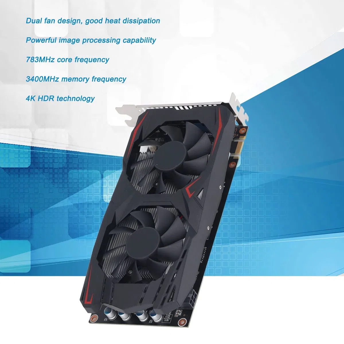 Karta Graficzna 550TI, 1,5 GB GDDR5 192Bit Podwójny Wentylator Niski Poziom Hałasu Karta Graficzna Komputera Stacjonarnego, Obsługa Wyjścia Wyświetlacza DP, DVI, HDMI