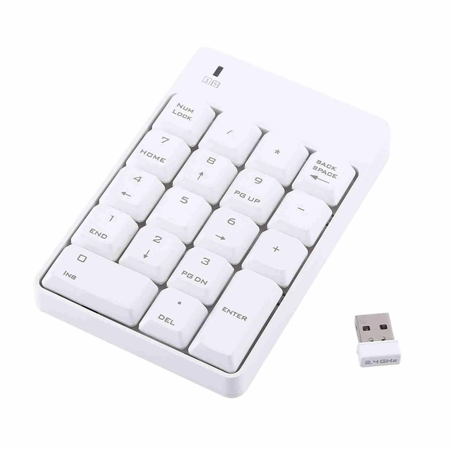 Topiky Klawiatura numeryczna USB, 2,4 GHz, bezprzewodowa klawiatura numeryczna USB, 18 przycisków do laptopa, biała (biała)