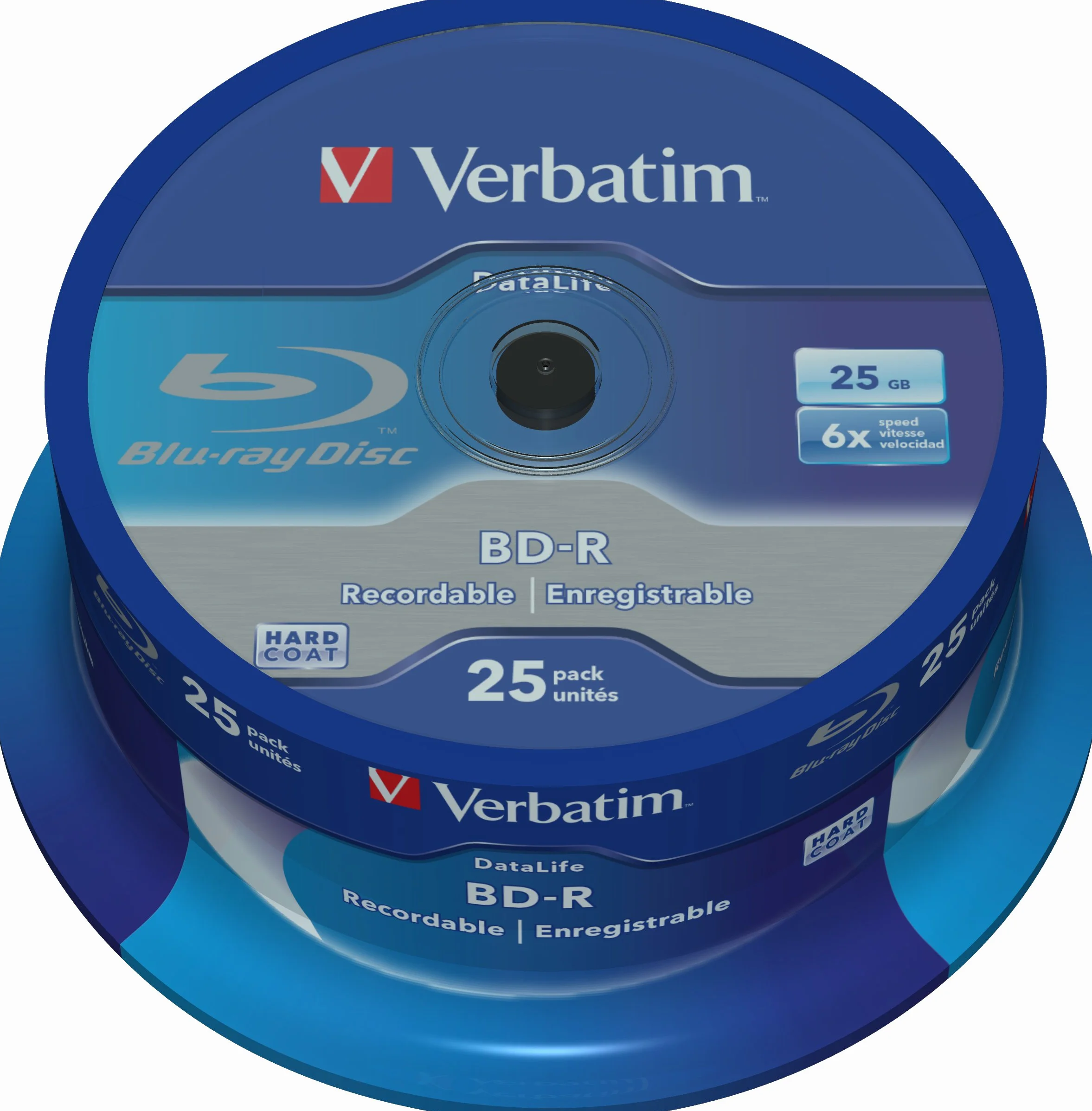 Verbatim BD-R SL Datalife, Blu-ray Disc 25 GB, 6x Szybkość Spalania, Ochrona przed Zadrapaniami, 25-Pak Wrzeciona, 999