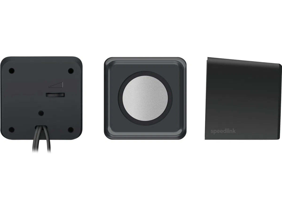 SPEEDLINK SL-810004-BK Twoxo Stereo Compact Cube designed USB Powered 5W Speakers –3.5mm jack for use with PC, tablet or smartphone – Multimedia sound for music, games and video - Black