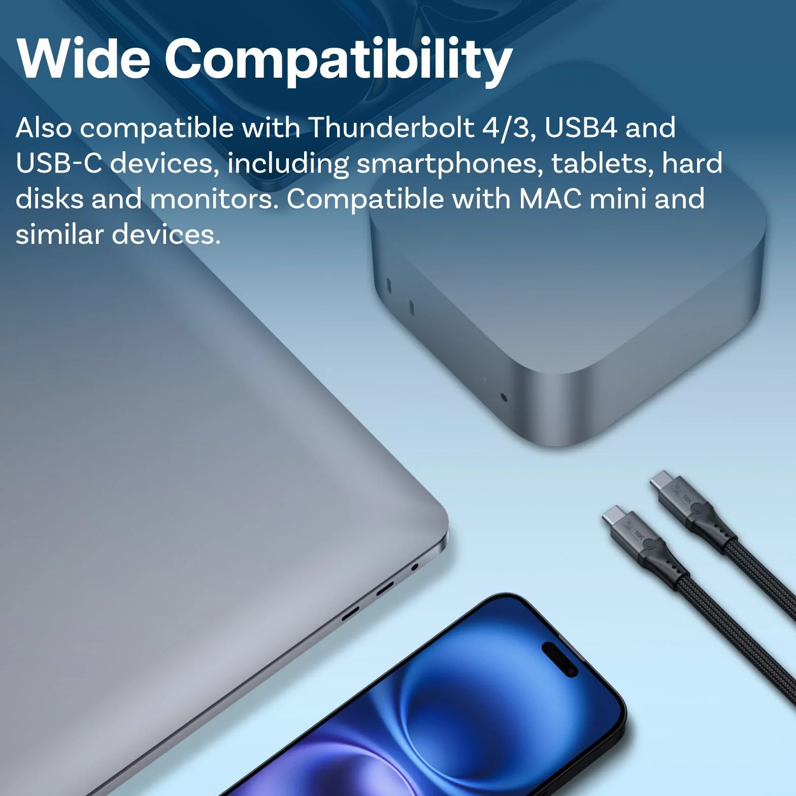 Kabel 80Gb/s do Thunderbolt 5 Firmy MMOBIEL - Kabel w Oplocie Video Display Cable 1m - 120Gb/s Przepustowości, ładowanie 240W do iPhone 17/16 / 15, Thunderbolt 5/4 / 3, USB4, USB-C - Czarny