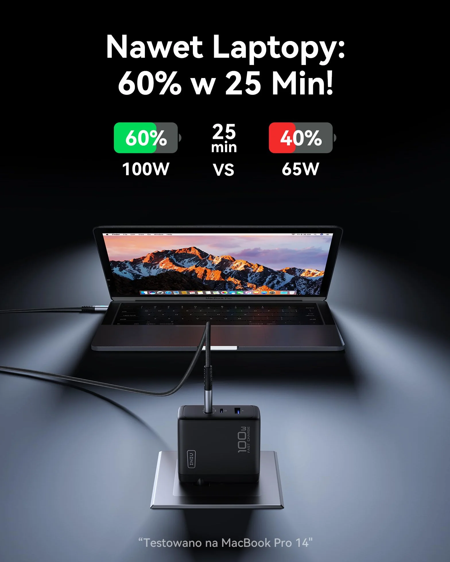 INIU Ładowarka USB C 100W, Kompaktowa 3-portowa 2 Typ C & USB A do Samsung Galaxy S25 S24 Ultra iPhone 17 16 15 Pro Max Xiaomi iPad MacBook