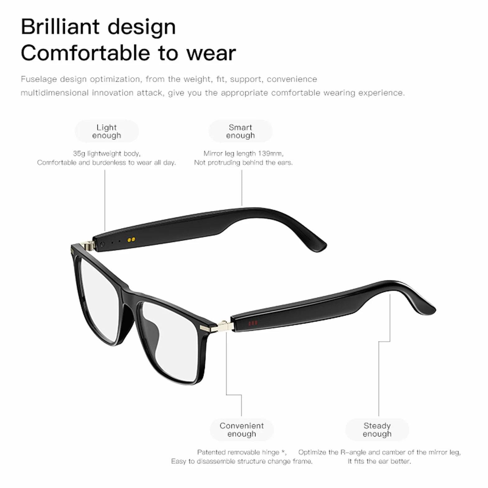 AI Translator Smart Glasses, Bluetooth Translation Sunglass 160+ Wsparcie Języki, Smart Okulary Przeciwsłoneczne, dla Biznesu, Podróży, Sport