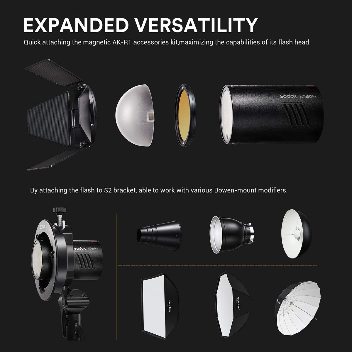 Godox AD100Pro AD100 Pro kieszonkowa lampa błyskowa 100W 2.4G bateria litowo-jonowa HSS bezprzewodowa 2600mAh 360 pełna moc błysków kompatybilna z aparatem Nikon Canon Sony Fujifilm Olympus