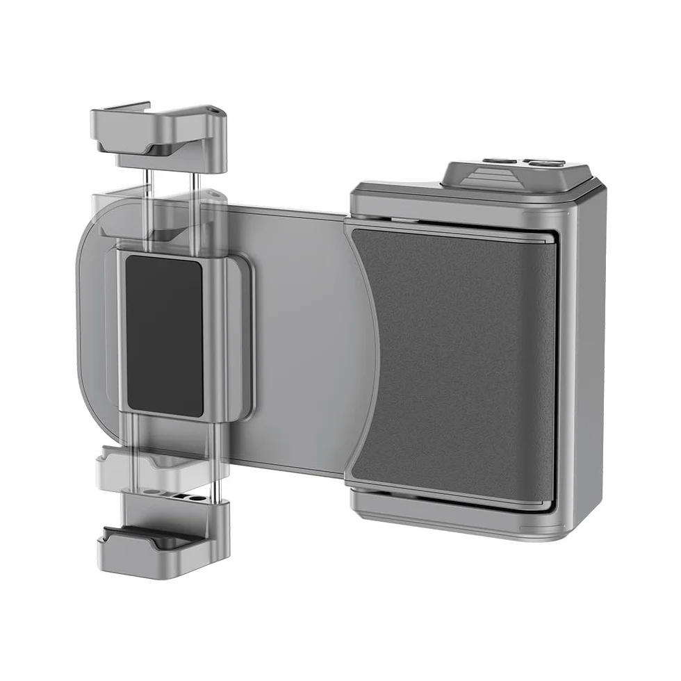 KIWIFOTOS Ulepszona kamera do smartfona, duży uchwyt, pasuje do dużej dłoni, odłączany pilot Bluetooth, nagrywanie wideo vloggera, zatrzaskowy uchwyt do telefonów iPhone Andriod, szerokość 59-85 mm