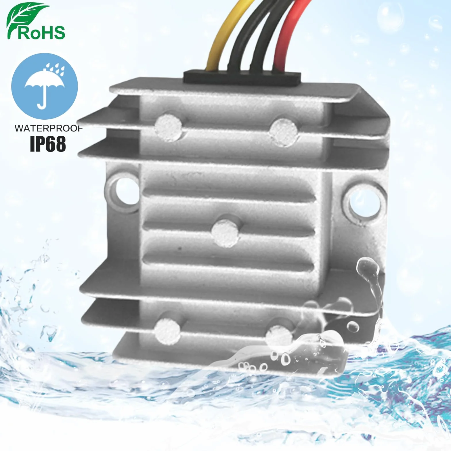 Przetwornica napięcia DC 8 V-40 V na 12 V 5 A 60 W, automatyczny regulator napięcia Step Up Down DC, wodoszczelność IP68, stabilizator napięcia 12 V i ogranicznik napięcia do silnika wentylatora