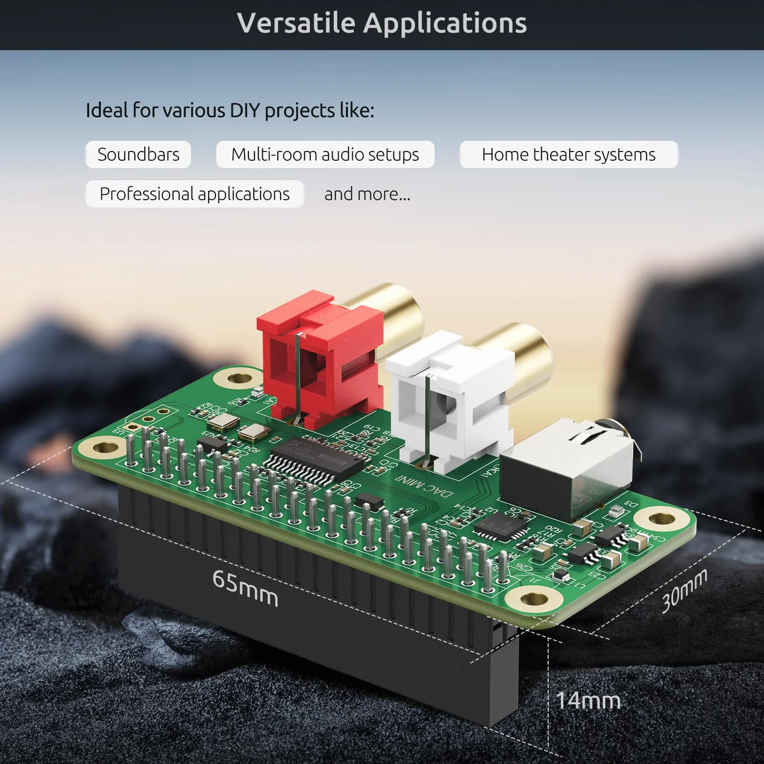 InnoMaker DAC Mini Hat Karta Dźwiękowa PCM5122 do Raspberry Pi 5/4/3B+/Zero 2W, Shield HiFi 384kHz/32bit z Wyjściem RCA i 3.5mm