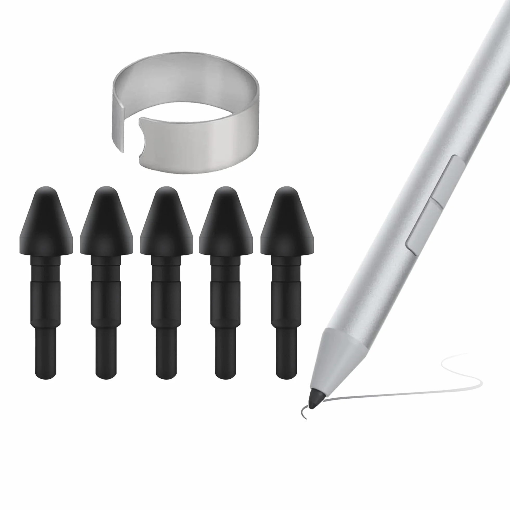 Oryginalne wymienne końcówki 5 szt. do laptopa Lenovo Precision Pen 2 i Active Pen 3, precyzyjne sterowanie, przyjazne dla ekranu, czarne