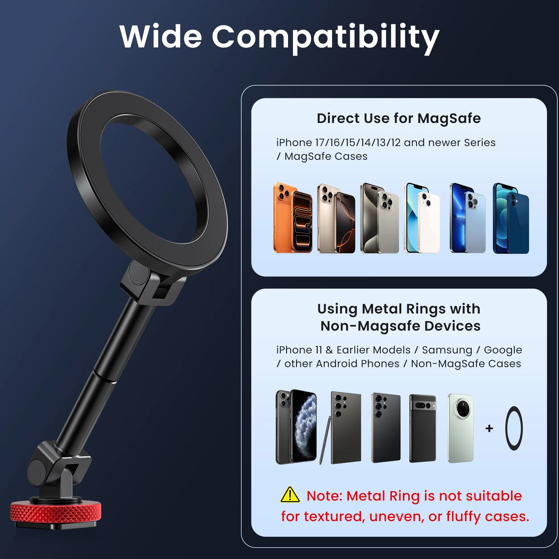 Itramax Magnetyczny Uchwyt Statywowy Na Telefon,360° Obrotowy Uchwyt Mag/Safe Z Zimną Stopką,Adapter Statywowy Do Telefonu Z Gwintem 1/4",Dla iPhone 17 Pro Max 16 15 14 13,Galaxy,Canon Aparaty DSLR