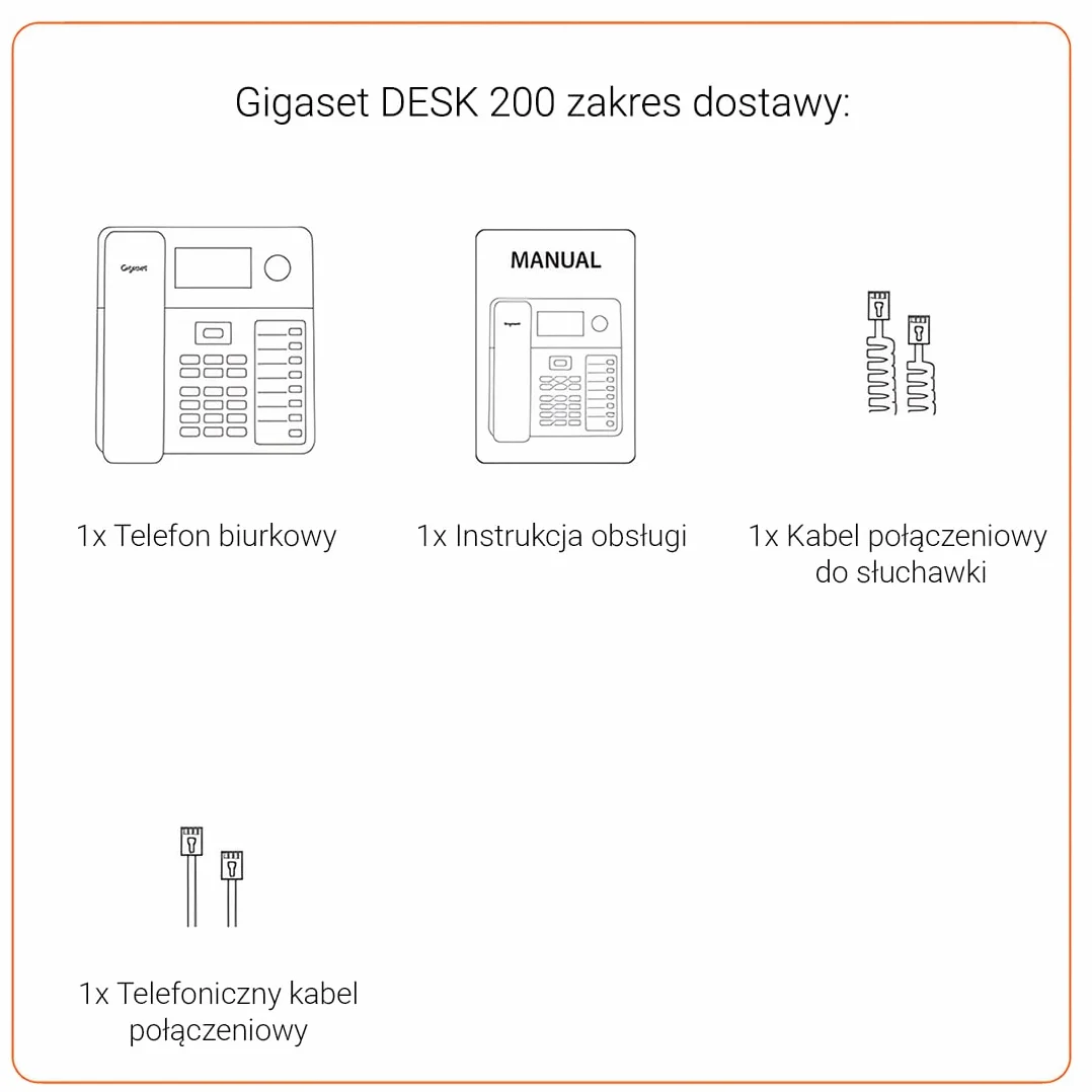 Gigaset DESK 200 telefon przewodowy czarny 10 pozycji szybkiego wybierania