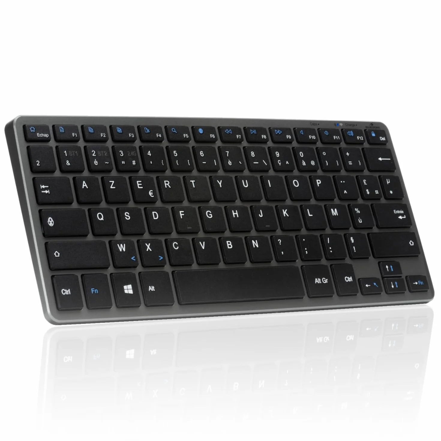Bezprzewodowa klawiatura Bluetooth mini Azerty cicha lekka 90h ładowalna USB C 14 skrótów multimedialnych biała